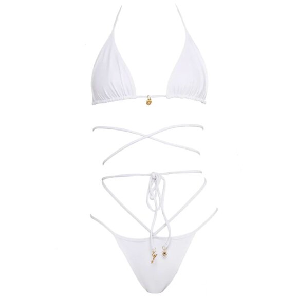 Bamba Swim White SOL Halter Triangle Bikini Set - Picture 3 of 9
